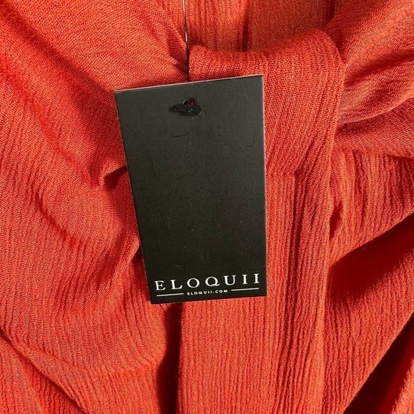 Eloquii Halter Square Neck Long Sleeve Top Size 18 Burnt Orange - Picture 11 of 14